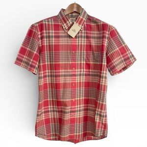 NWT Faherty Madras Shirt Mens Medium Beach House Plaid Short Sleeve